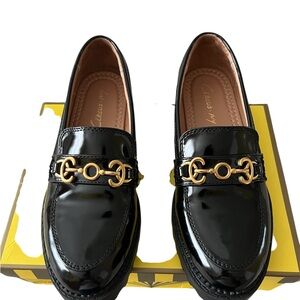 Black Patent Loafers with Gold Hardware - Circus by Sam Edelman
